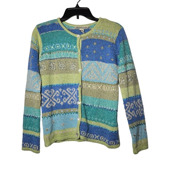 David Brooks Silk Cardigan Sweater Size Medium Cottage Coquette Vintage Art Knit - Picture 3 of 12
